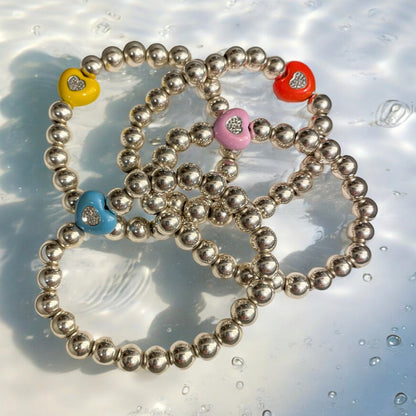 Diamond Bubble Heart Stretch Bracelet